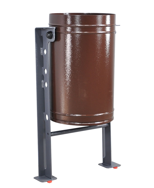 Урна сміттєва металева кругла Мері Оптима ф400х800мм (відро-відкидне коричневе/основа-сіра) КОМПРЕД OL423